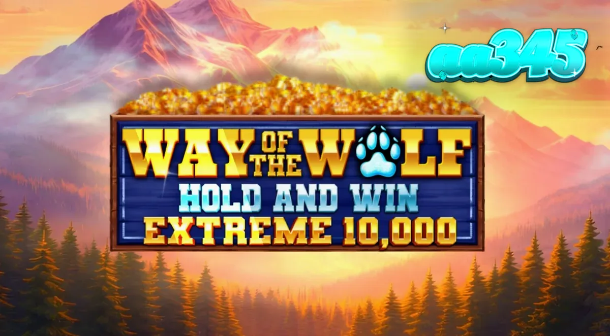 Visual atmosférico do slot Way of the Wolf Hold and Win Extreme 10,000 com tema de lobos e lua cheia